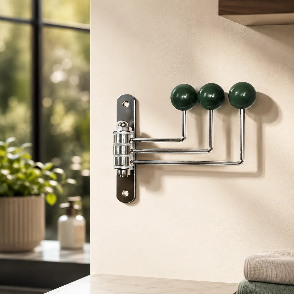 Wall Hook Rack Iron Polished Rounded Knobs