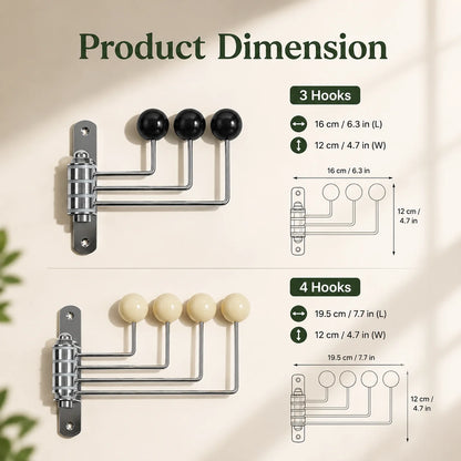 Wall Hook Rack Iron Polished Rounded Knobs
