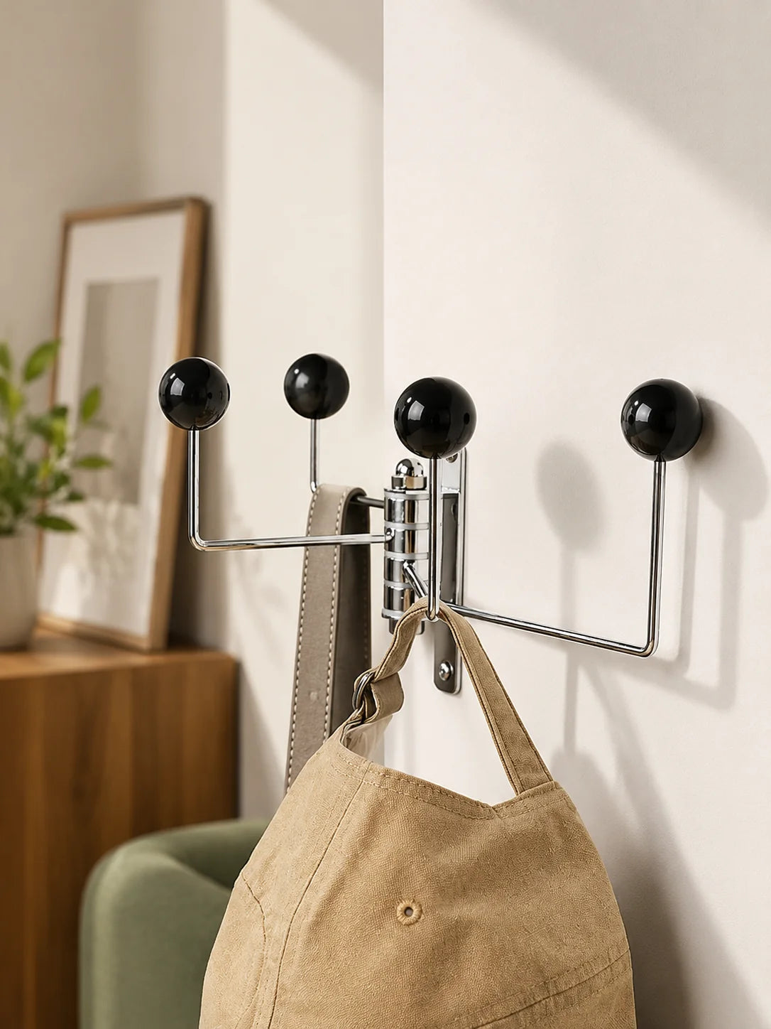 Wall Hook Rack Iron Polished Rounded Knobs