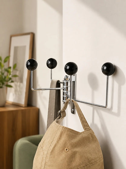 Wall Hook Rack Iron Polished Rounded Knobs