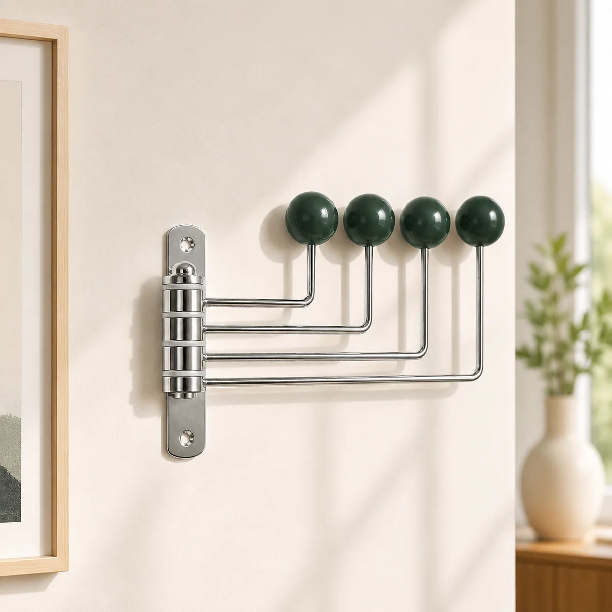 Wall Hook Rack Iron Polished Rounded Knobs