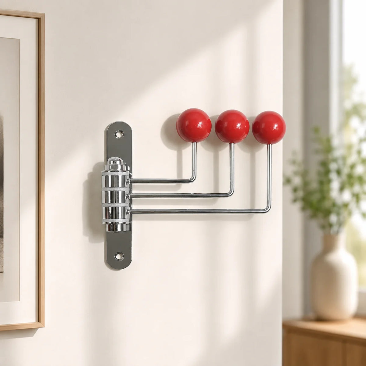 Wall Hook Rack Iron Polished Rounded Knobs