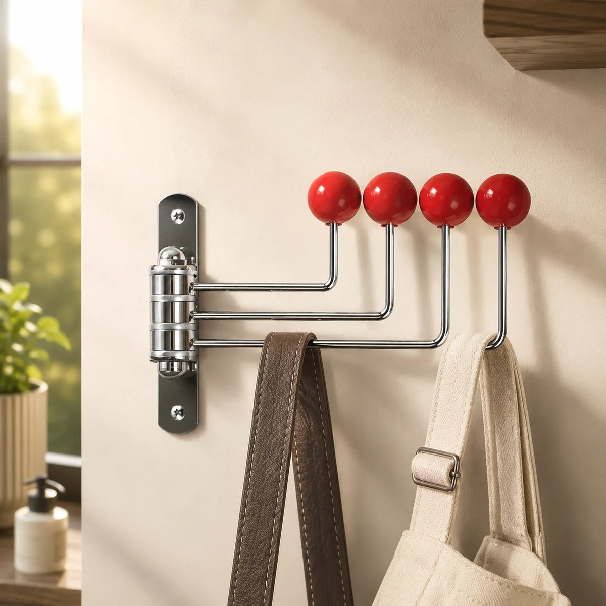 Wall Hook Rack Iron Polished Rounded Knobs