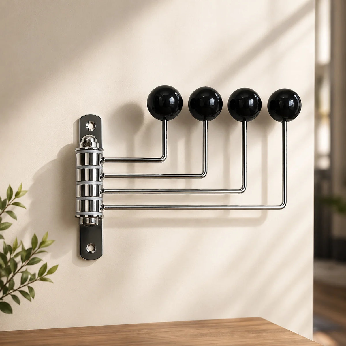 Wall Hook Rack Iron Polished Rounded Knobs