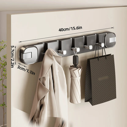 Wall Hook Rack Suction Mount Five Concealed Hooks No-Drill Installation