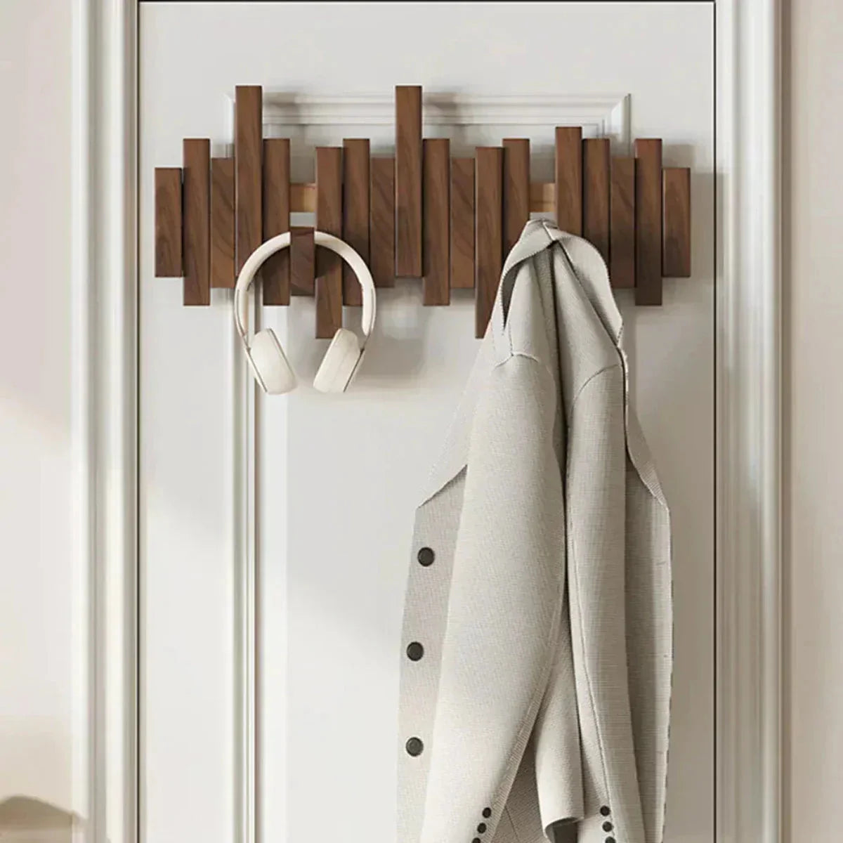 Wall Hook Rack Wooden Entryway Organizer