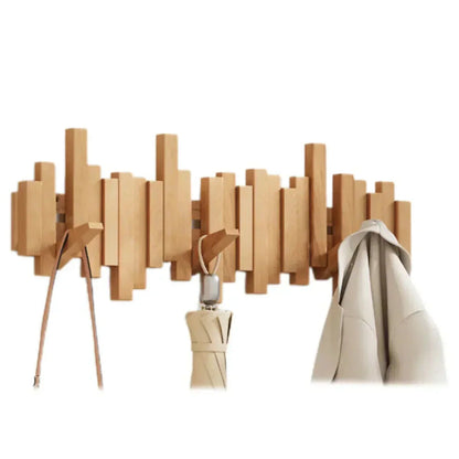 Wall Hook Rack Wooden Entryway Organizer