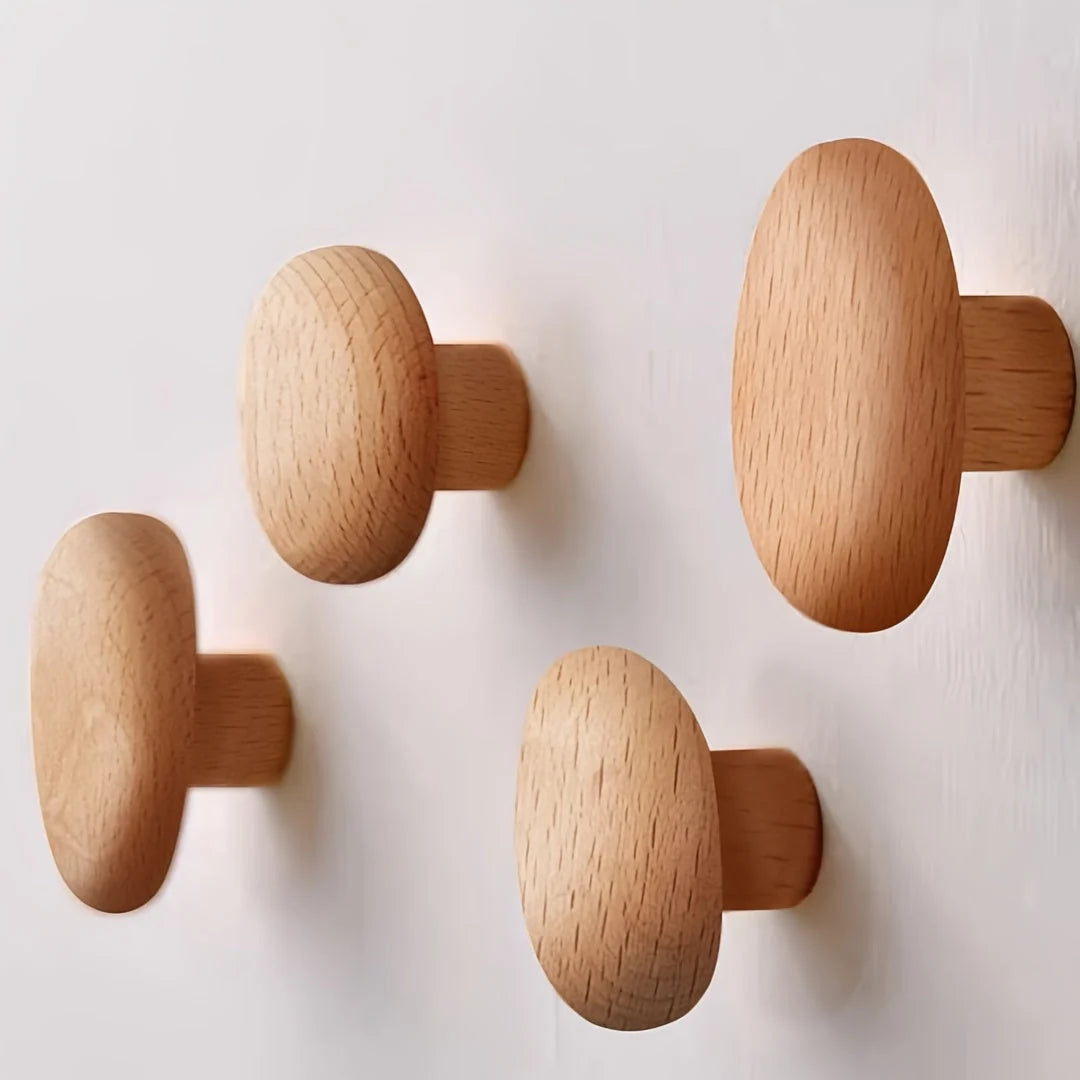 Wall Hook Set Walnut & Beech Set of 4