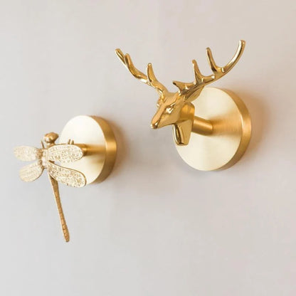 Wall Hook Solid Brass Animal Design Gold Finish