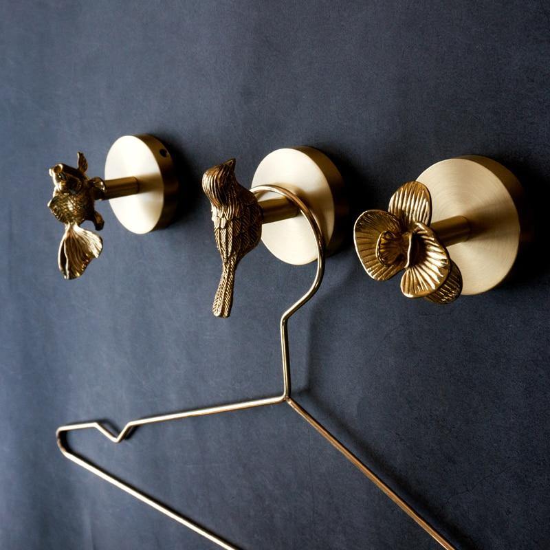 Wall Hook Solid Brass Polished Gold Animal Design