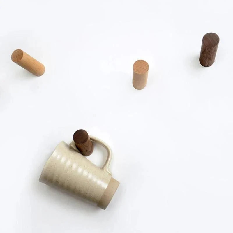 Wall Hooks Solid Wood Angled Set of 3