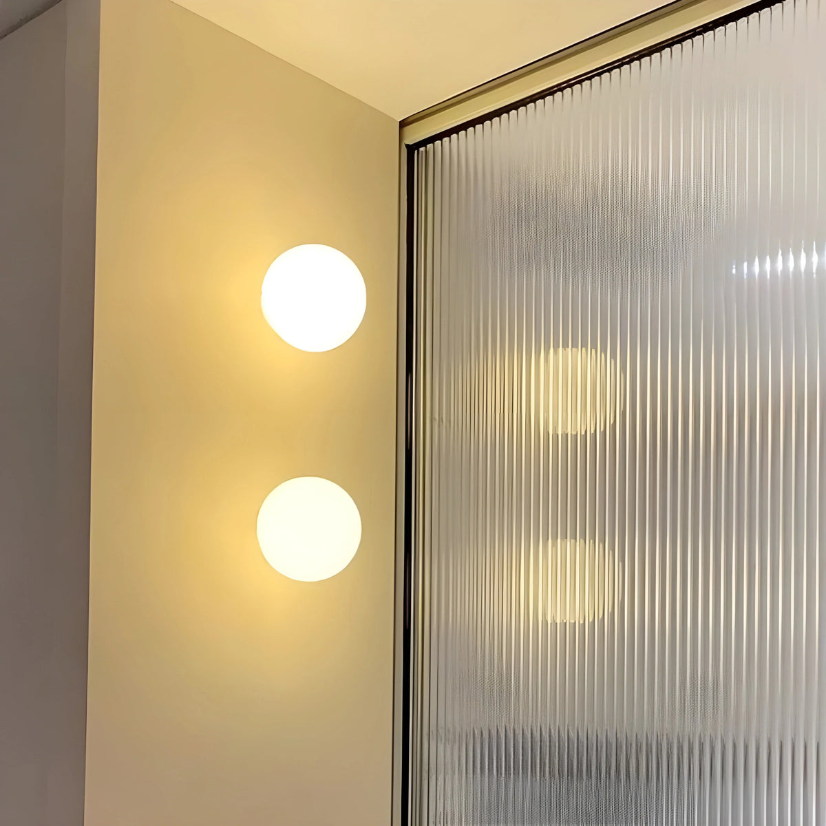 Wall Lamp Frosted Glass Globe Metal Base