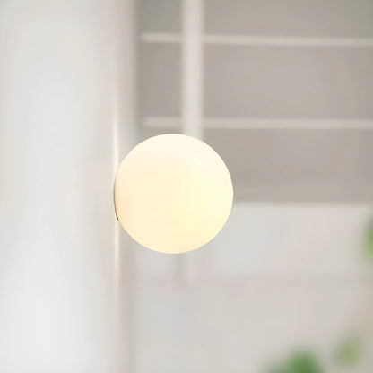 Wall Lamp Frosted Glass Globe Metal Base