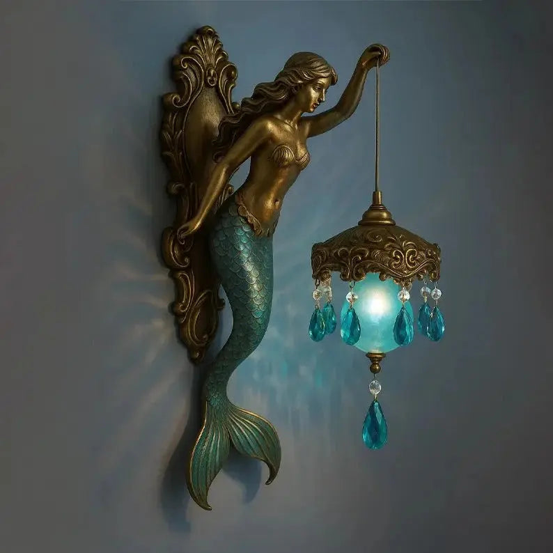 Wall Lamp Mermaid Baroque Resin & Glass