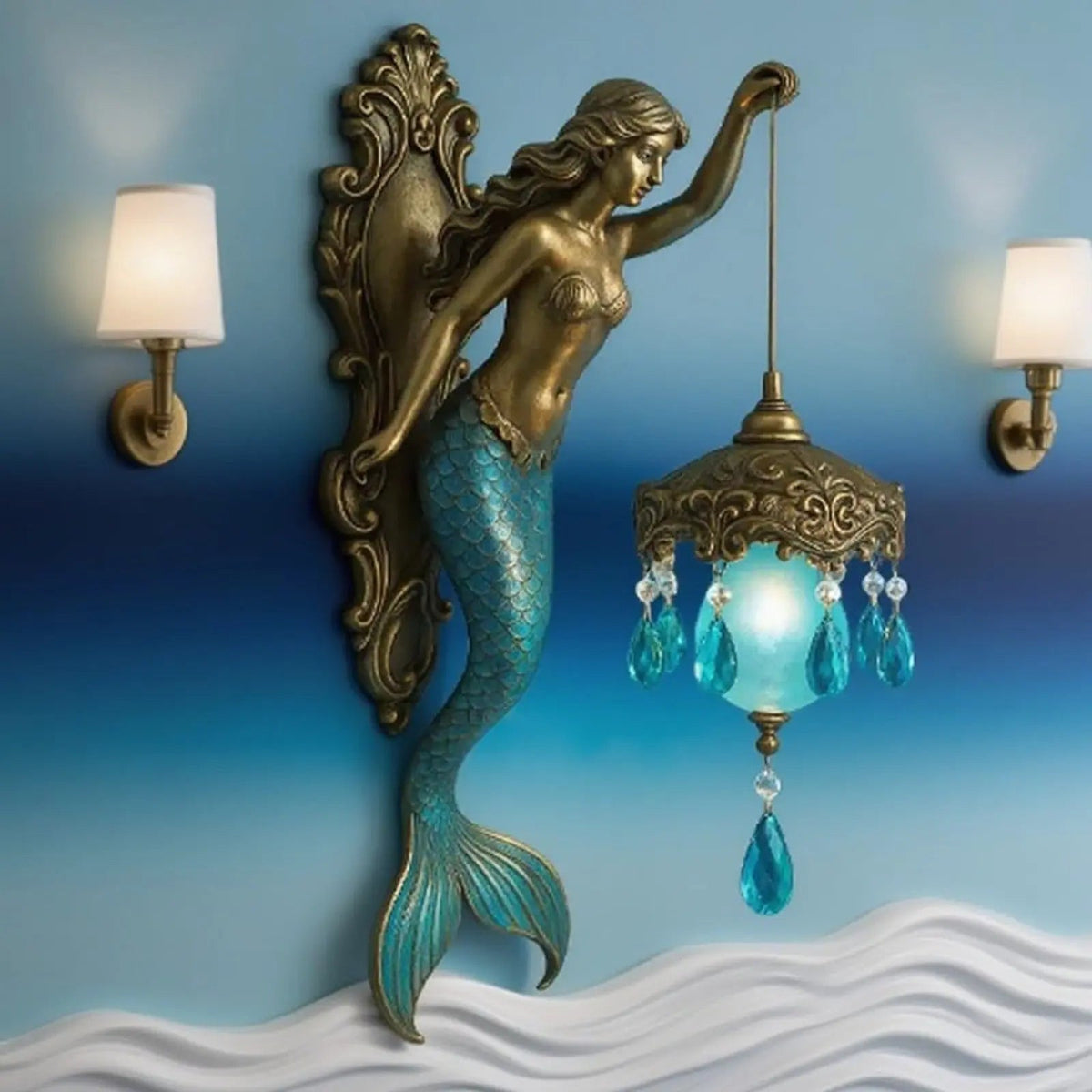 Wall Lamp Mermaid Baroque Resin & Glass