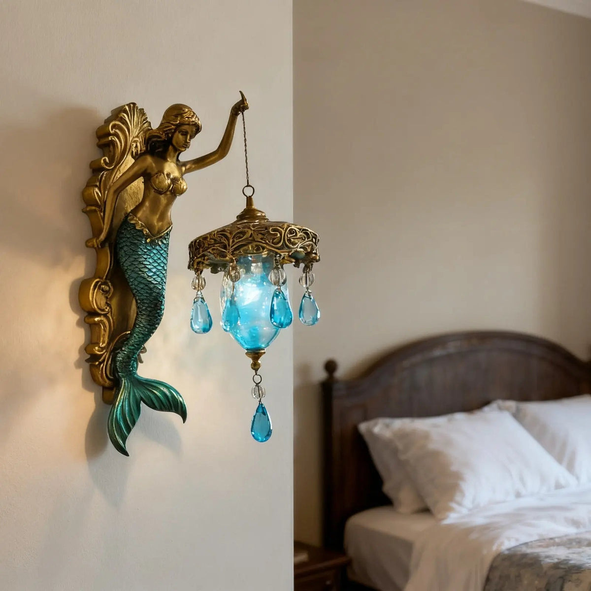 Wall Lamp Mermaid Baroque Resin & Glass