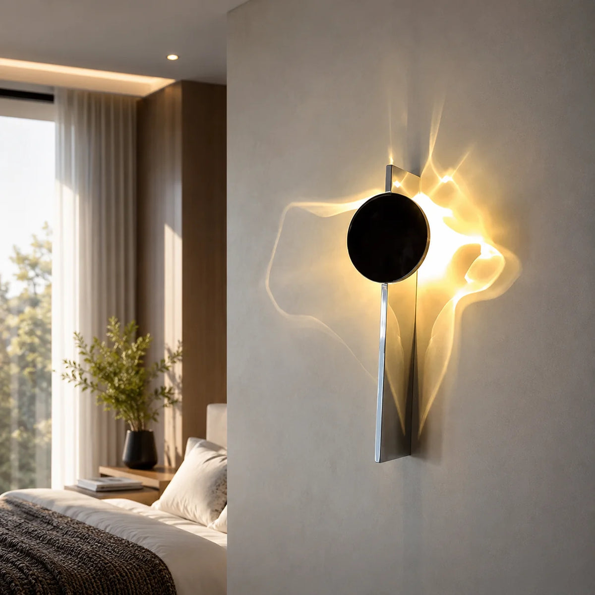 Wall Lamp Rotating Ripple Effect Integrated LED Polished Chrome