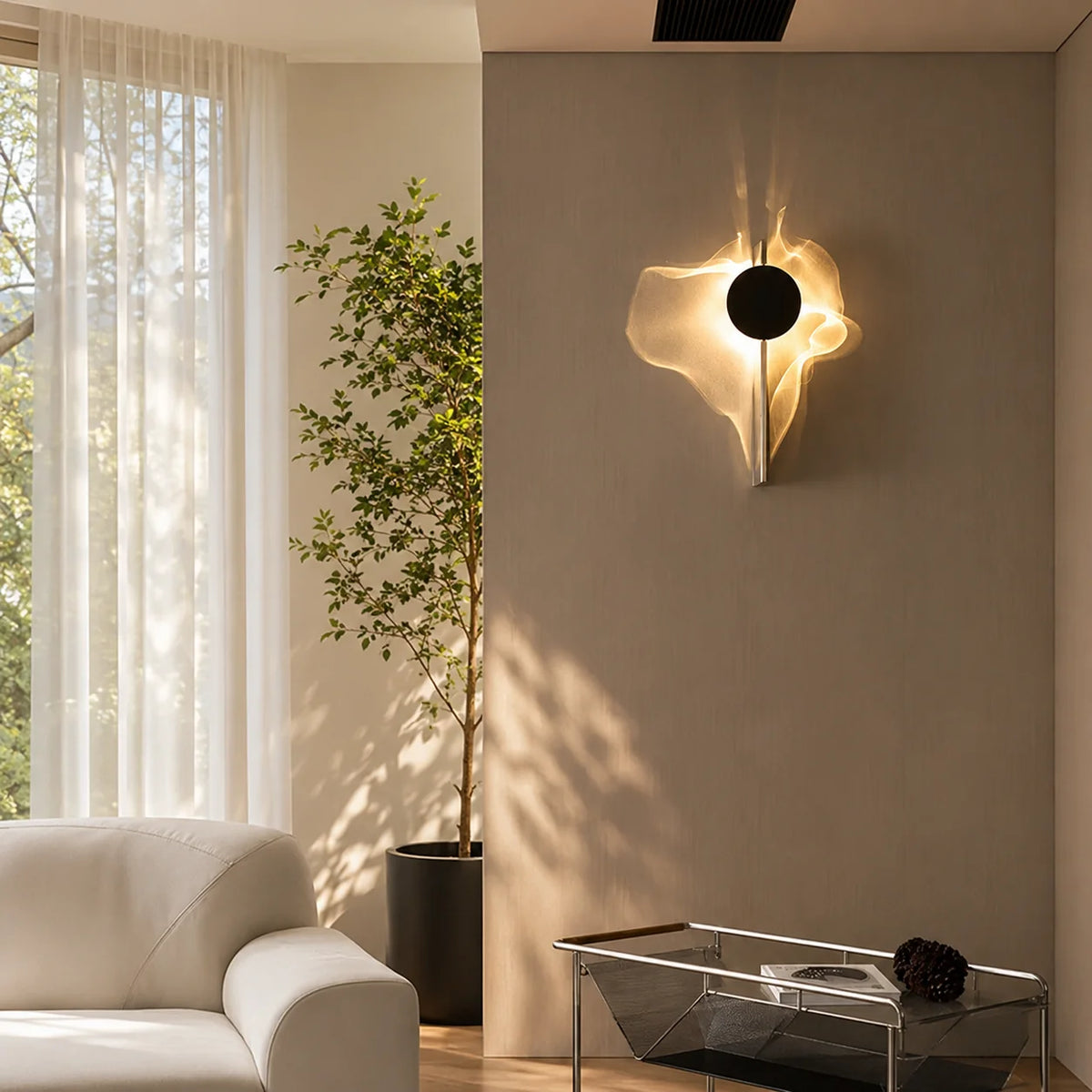 Wall Lamp Rotating Ripple Effect Integrated LED Polished Chrome
