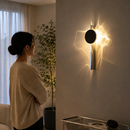 Wall Lamp Rotating Ripple Effect Integrated LED Polished Chrome