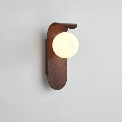 Wall Lamp Wooden Glass Globe Integrated LED