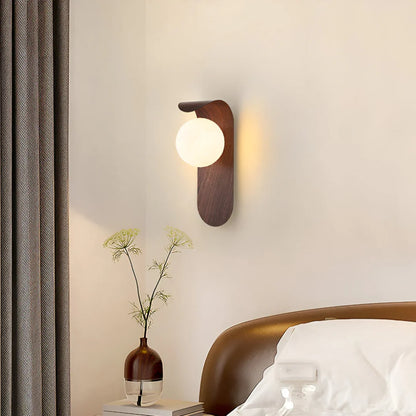 Wall Lamp Wooden Glass Globe Integrated LED