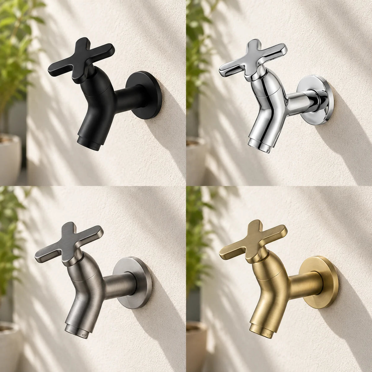 Wall-Mount Cold Water Faucet Solid Brass Corrosion Resistant