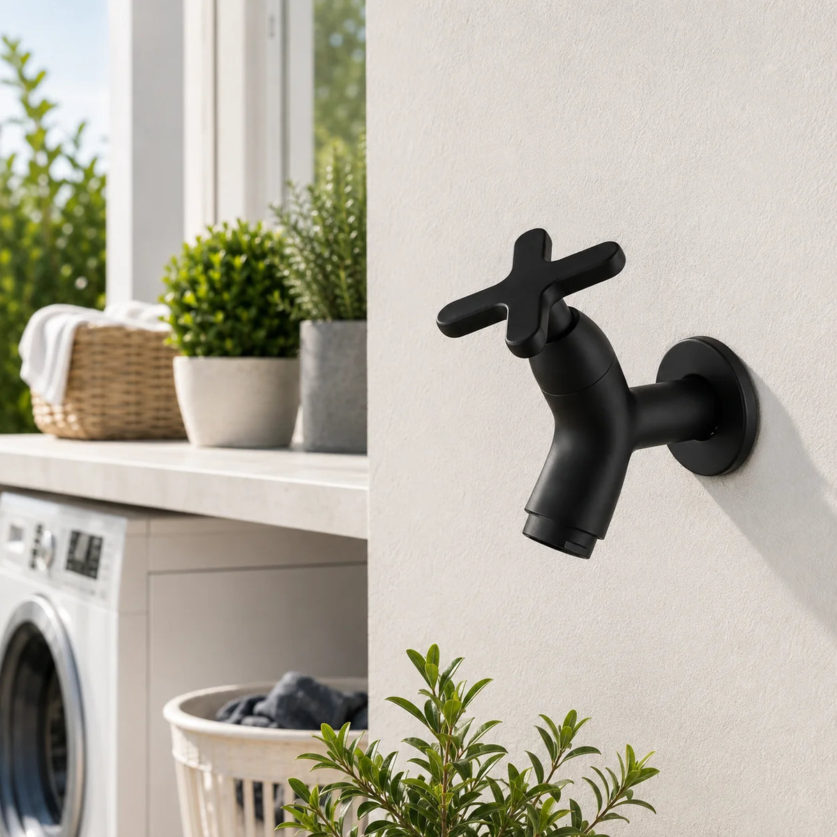 Wall-Mount Cold Water Faucet Solid Brass Corrosion Resistant