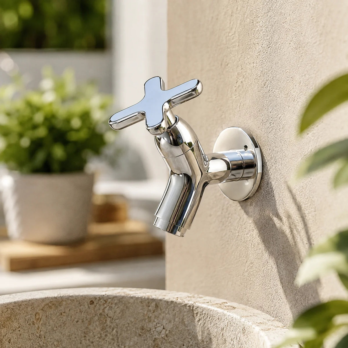 Wall-Mount Cold Water Faucet Solid Brass Corrosion Resistant