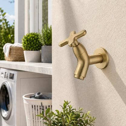 Wall-Mount Cold Water Faucet Solid Brass Corrosion Resistant