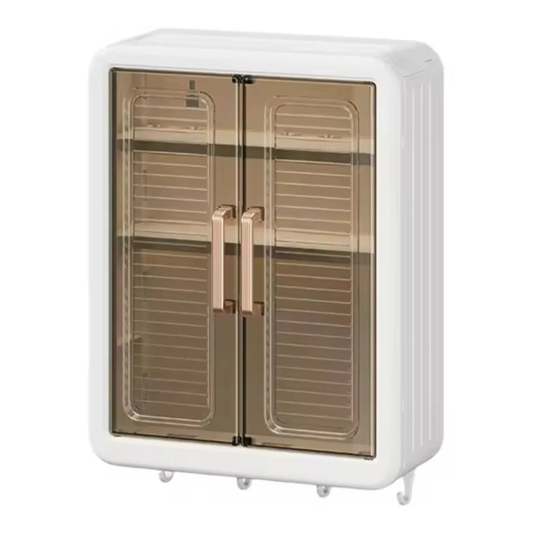Wall-Mounted Cosmetic Organizer Three-Tier Magnetic Doors Space-Saving