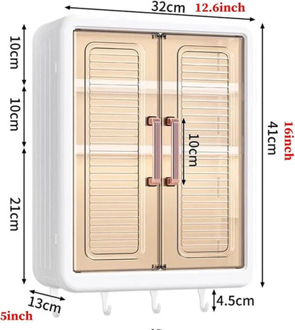 Wall-Mounted Cosmetic Organizer Three-Tier Magnetic Doors Space-Saving