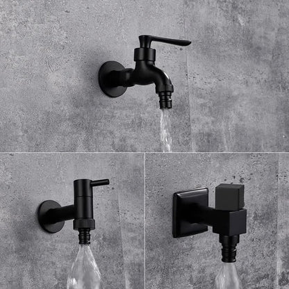Wall-Mounted Faucet Solid Brass Matte Black Space-Saving