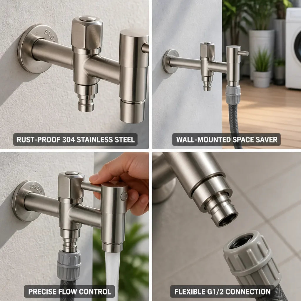 Wall-Mounted Faucet Stainless Steel 304 Flexible Connection