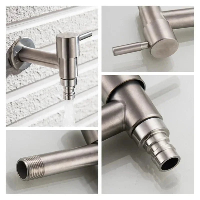 Wall-Mounted Faucet Stainless Steel 304 G1/2 & Flexible Hose