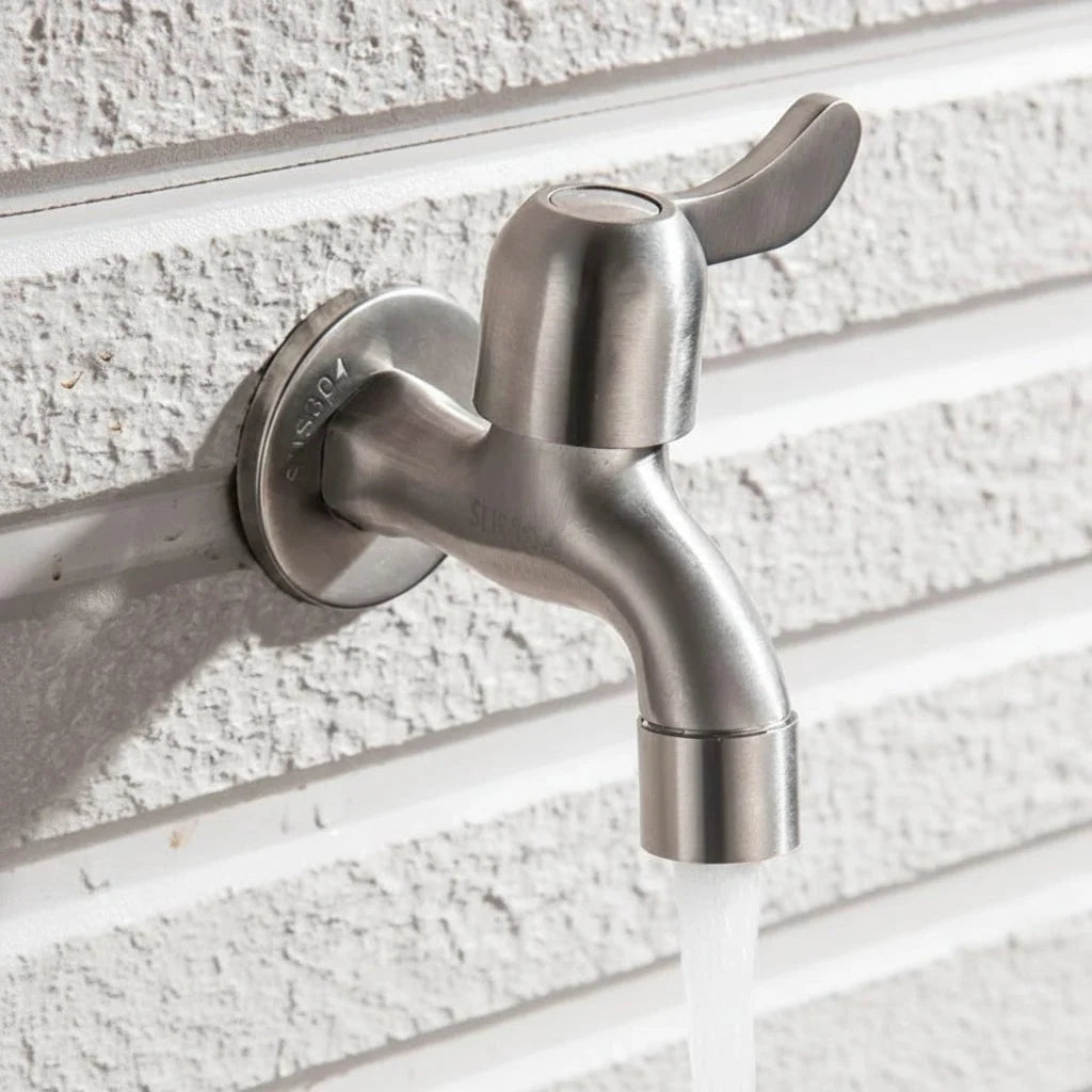 Wall-Mounted Faucet Stainless Steel G1/2 Connection & Flexible Hose
