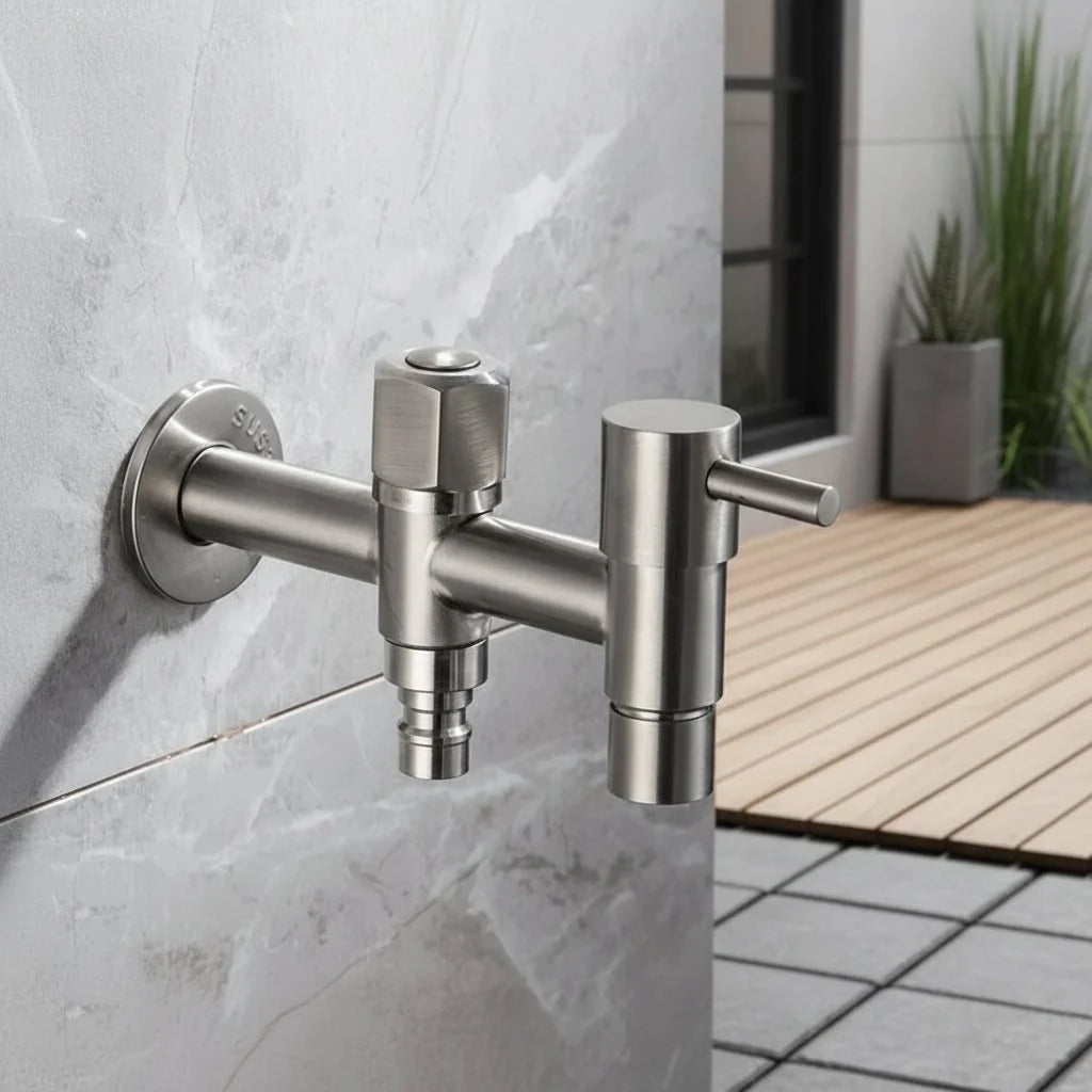 Wall-Mounted Faucet Stainless Steel G1/2 Connection & Flexible Hose