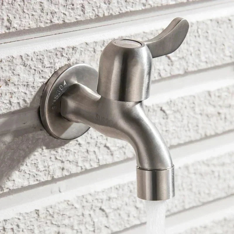 Wall-Mounted Faucet Stainless Steel G1/2 Connection & Flexible Hose