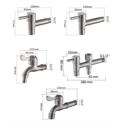 Wall-Mounted Faucet Stainless Steel G1/2 Connection & Flexible Hose