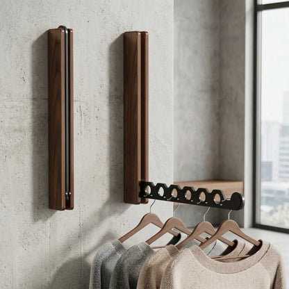 Wall-Mounted Folding Hanger Rail Space-Saving