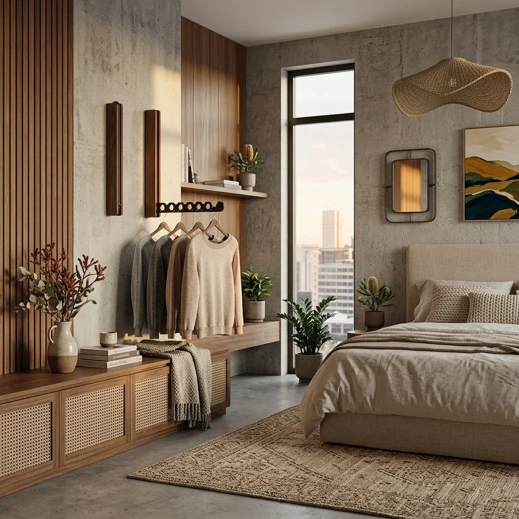 Wall-Mounted Folding Hanger Rail Space-Saving