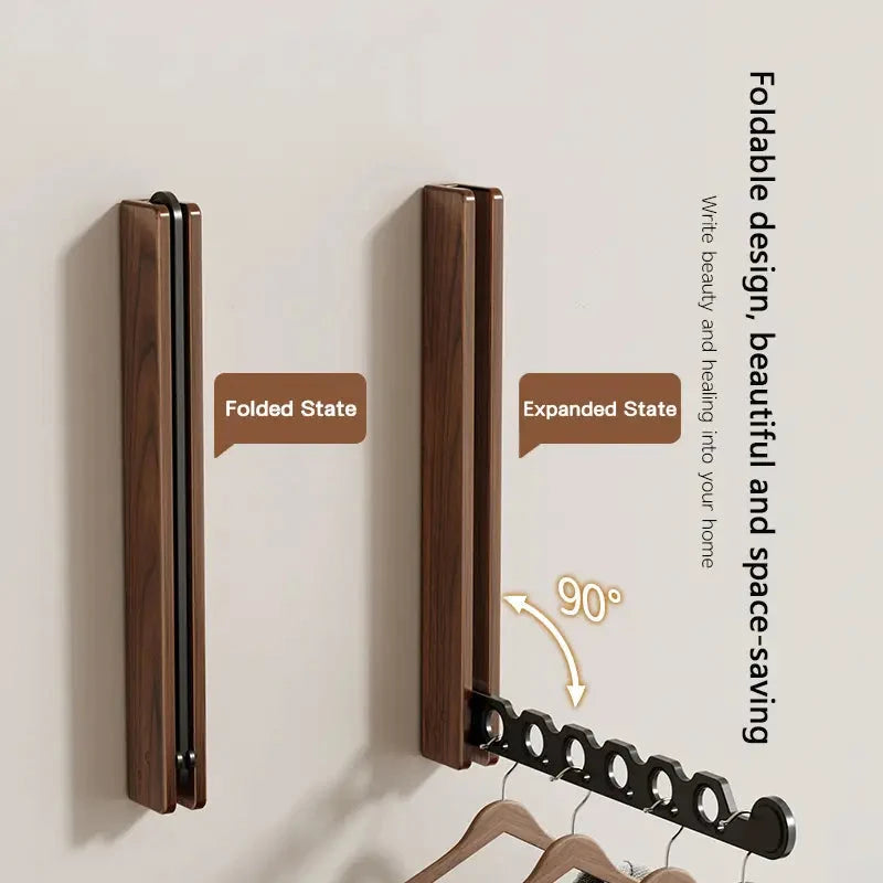 Wall-Mounted Folding Hanger Rail Space-Saving