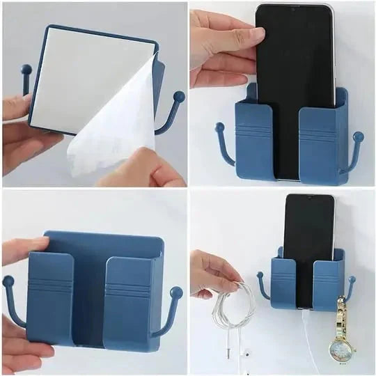 Wall-Mounted Phone & Remote Holder Tool-Free Mounting