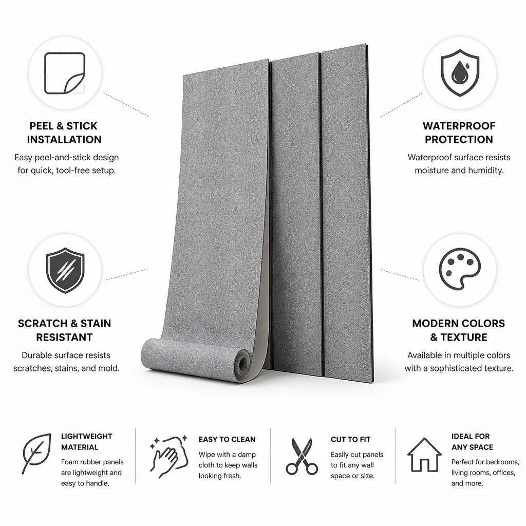 Wall Panel Peel And Stick Waterproof Textured Foam