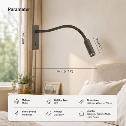 Wall Reading Lamp Rotating Head Solid Metal Warm LED