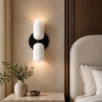 Wall Sconce Double Frosted Globes Plug-In & Hardwired