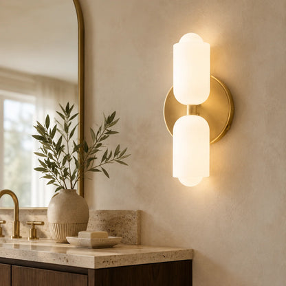 Wall Sconce Double Frosted Globes Plug-In & Hardwired