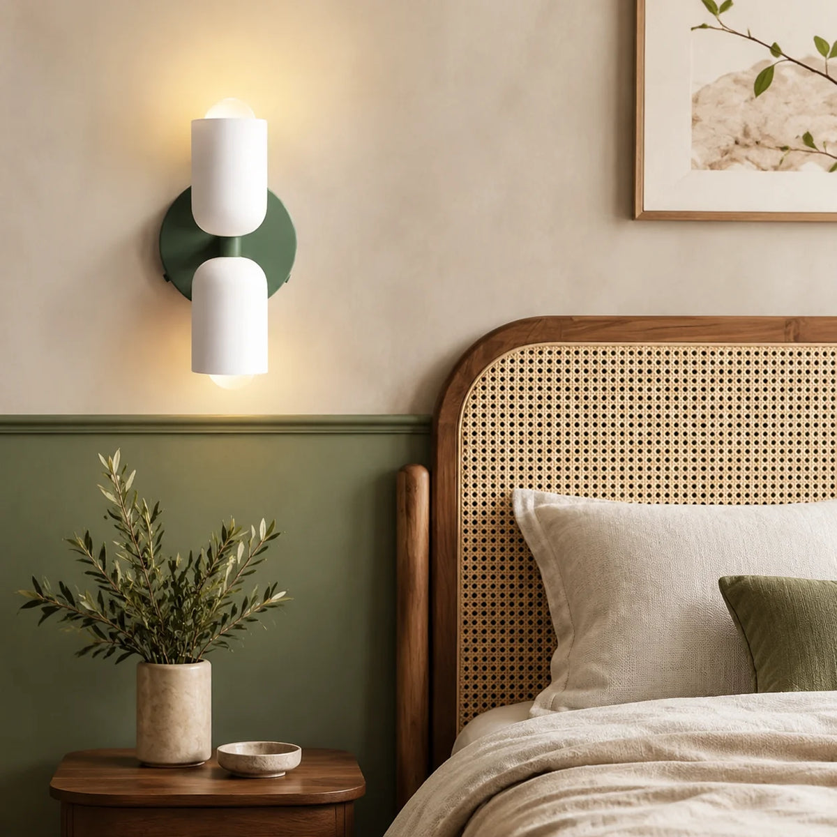 Wall Sconce Double Frosted Globes Plug-In & Hardwired