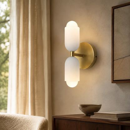 Wall Sconce Double Frosted Globes Plug-In & Hardwired