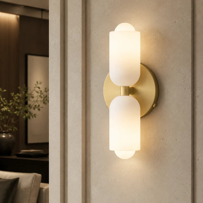 Wall Sconce Double Frosted Globes Plug-In & Hardwired