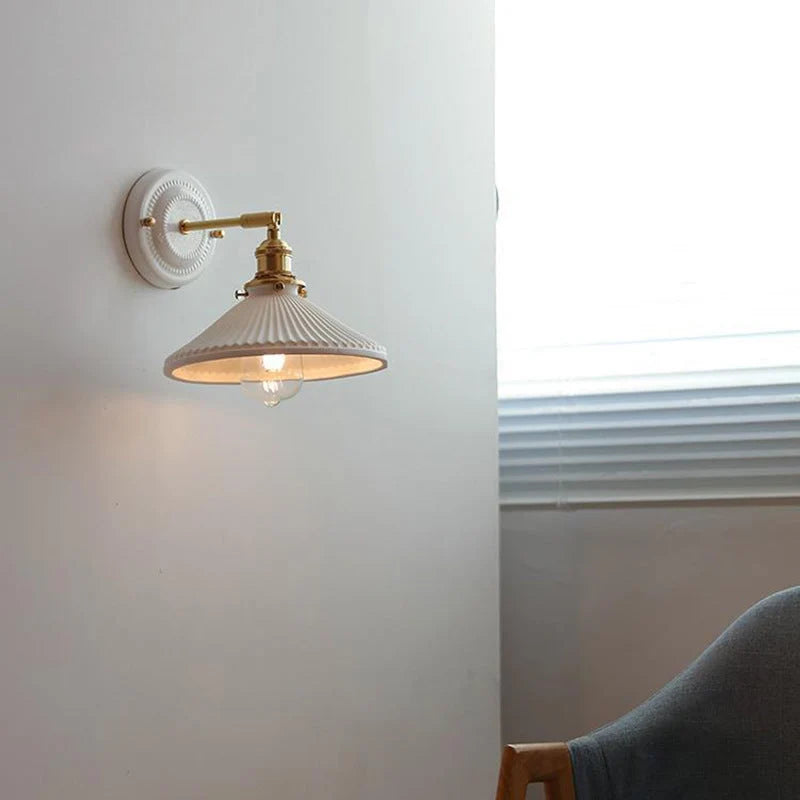 Wall Sconce Glazed Ceramic & Brass Hardwired